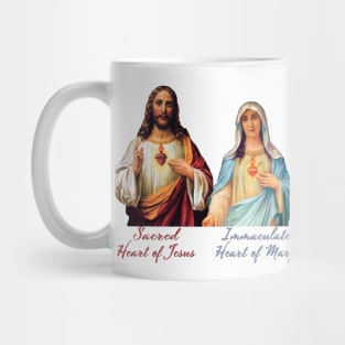 Immaculate Heart and Sacred Heart Typography Mug